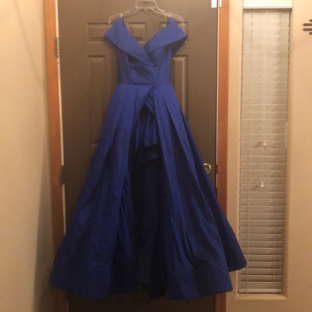 Tarik Ediz Brilliant Blue Evening Gown